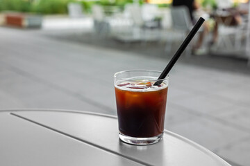 Cold brew black iced coffee in a glass