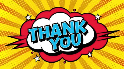 Fototapeta premium Colorful comic book style thank you illustration with pop art effect