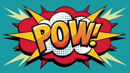 Naklejka premium Colorful cartoon comic book style pop art with pow text