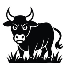 black and white bull