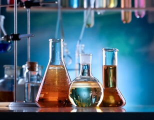 Aacid and chemical reactions, featuring elements like a laboratory setup, acid bottles, and chemical flasks, symbolizing chemistry, reactions, and scientific study.