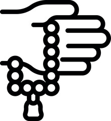 Hand is holding prayer beads, symbolizing faith, spirituality, and the power of prayer