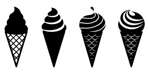 Set of ice cream cone icons silhouette vector illustration