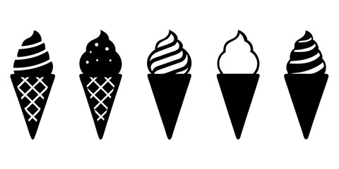 Set of ice cream cone icons silhouette vector illustration