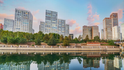 Urban Architecture and Scenery of Tonghui River in Beijing, the Capital of China