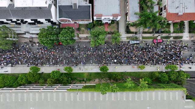 SAG-AFTRA strike protest by the Paramount Pictures Studios lot in Hollywood, Los Angeles, California in September 2023