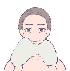 ミドル女性の上半身、ビューティーイラスト