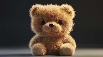 Adorable brown teddy bear isolated on a dark background, perfect for kids and toy-related projects.