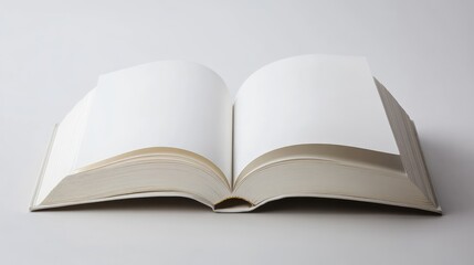 Fototapeta premium An open white book with a blank page, reflecting the psychological impact of emptiness and potential.
