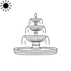 A fountain and the sun in a monochrome style 