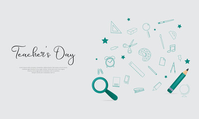 Happy Teachers Day Creative Ads Design Teachers pencil blackboard silhouette isolated on Template for background Teachers Poster vector illustration October 5th