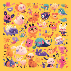 Fototapeta premium Colorful App Icons for Kids