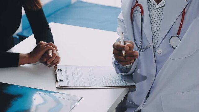 Young woman visiting radiologist for x-ray exam
