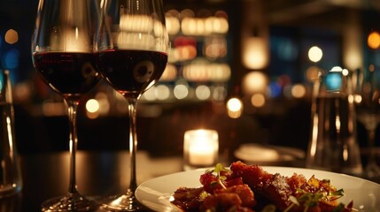 Envision a sophisticated wine and dine experience at a high-end restaurant.