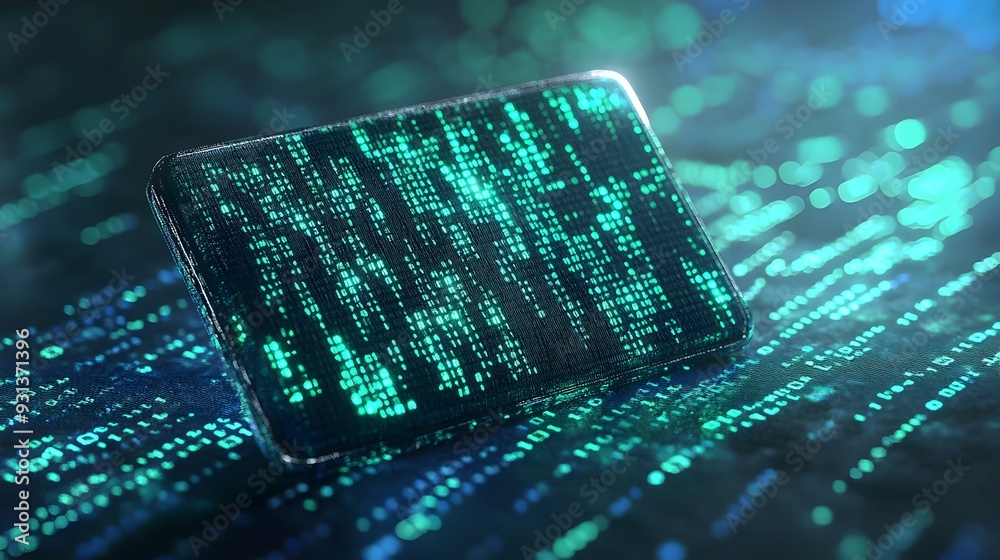 Leinwandbilder abstract digital wallet with binary code symbolizing modern finance essence