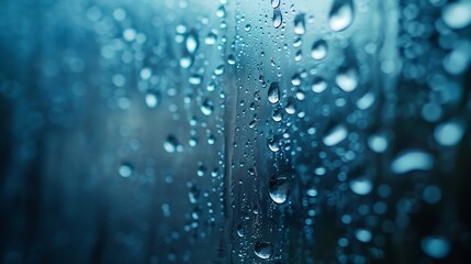 Water drops on the window natural background closeup of photo : Generative AI