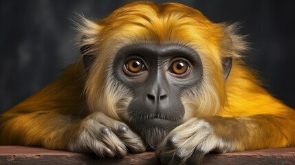 Obraz premium A golden monkey stares intensely at the camera