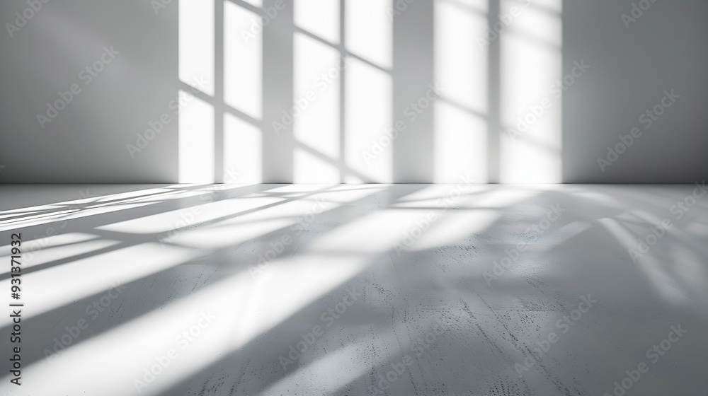 Poster Gray shadow and light blur abstract background on white wall  from window Dark stripe grey shadows indoor in room  background monochrome shadow overlay effect for backdrop and mockup d : Generative AI