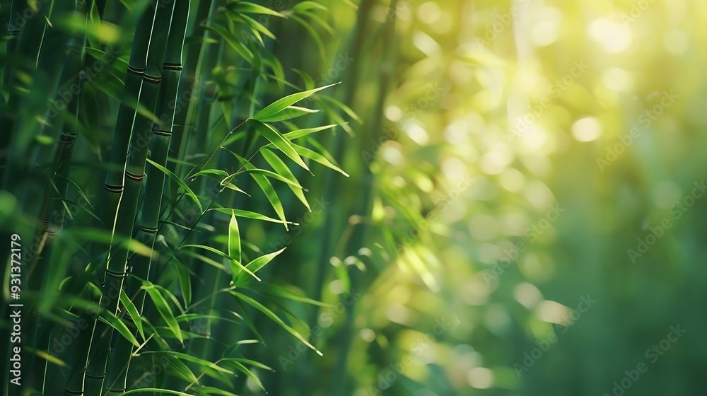 Poster bamboo forestgreen nature background : generative ai