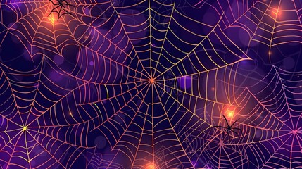 Naklejka premium Enchanting Spiderweb Pattern in Vibrant Halloween Hues