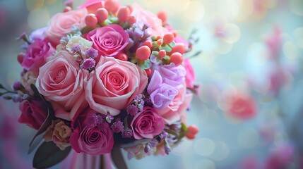 colorful quinceaera bouquet pink for decoration : Generative AI