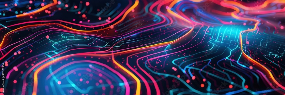 Fototapete dynamic routes and vibrant lines overlay a map, symbolizing connectivity and direction in logistics 