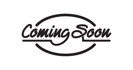 Obraz premium Coming soon handwritten composition. Vector typography design. Great for Promotion text on banners, cards, and social media posts
