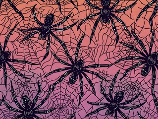 Intricate Spider Web Pattern in Cartoon Style for Halloween Decor  Banners  and Postcards