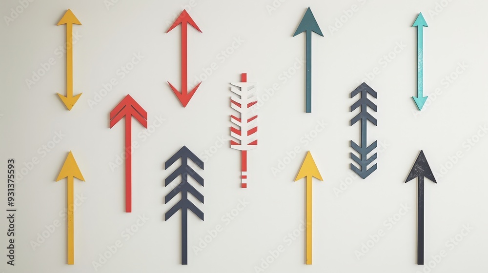 Poster imagine a set of arrows in various shapes and colors for a data visualization tool.