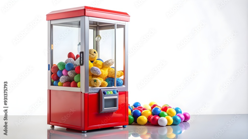 Wall mural Toy claw machine isolated on background, Toy, claw machine, arcade, game, grabber, fun, isolated,digital, entertainment