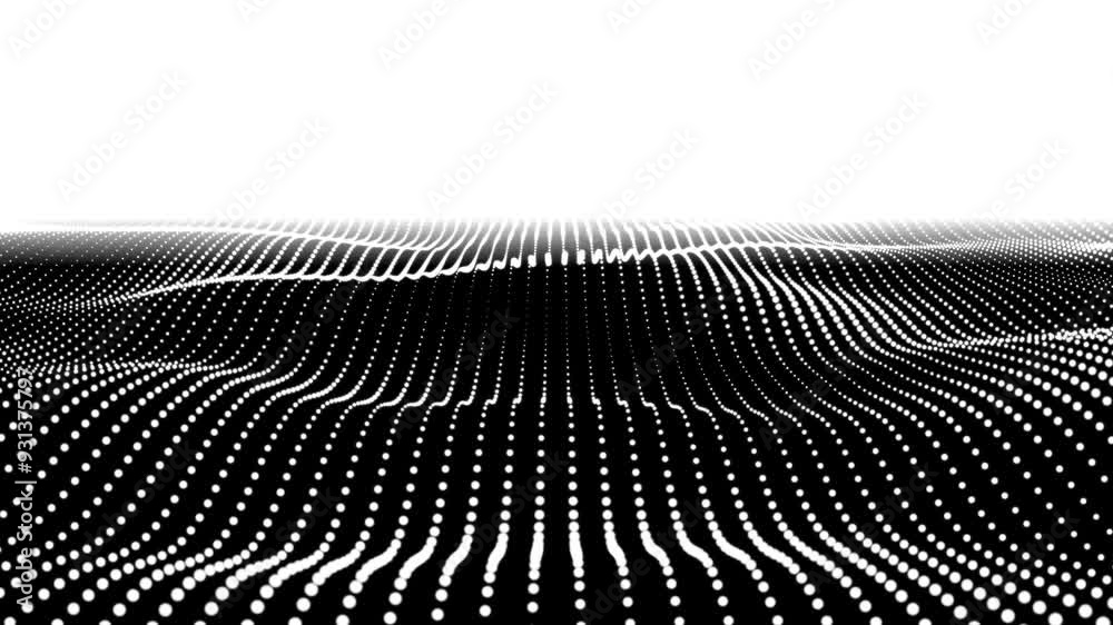 Poster abstract digital black particle dots wave background. abstract wave halftone black and white. abstra