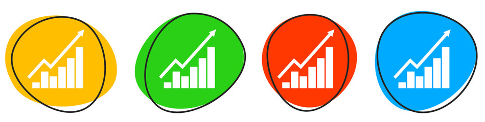 4 bunte Icons: Chart erfolgreich - Button Banner © kebox