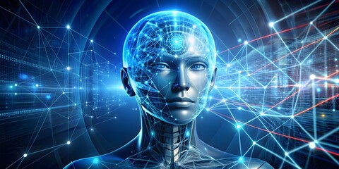 Futuristic technology of artificial intelligence, innovation, machine learning, robot, automation, data, digital