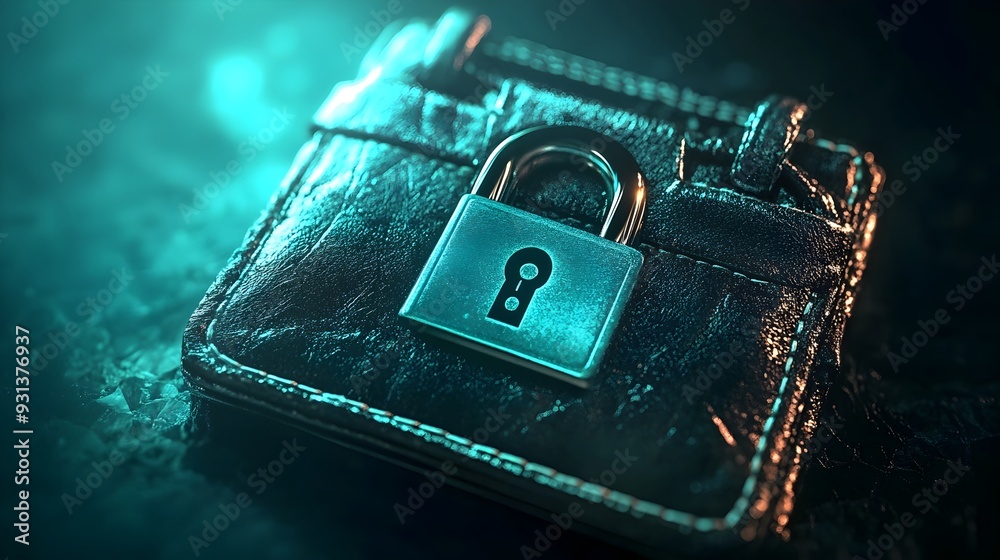 Poster Digital Wallet with Lock Icon Symbolizing Privacy and Security in Online Transactions