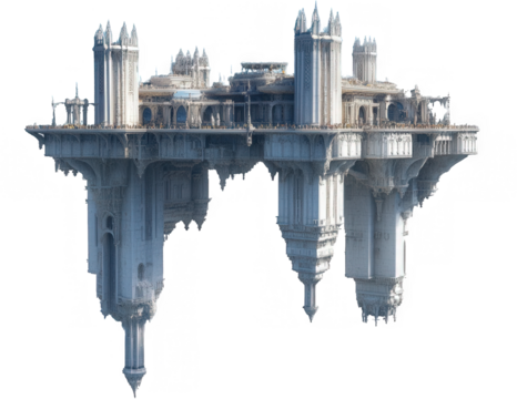 Multidimensional Floating Castle | Creative Transparent PNG Component | Layer Ready Design Asset