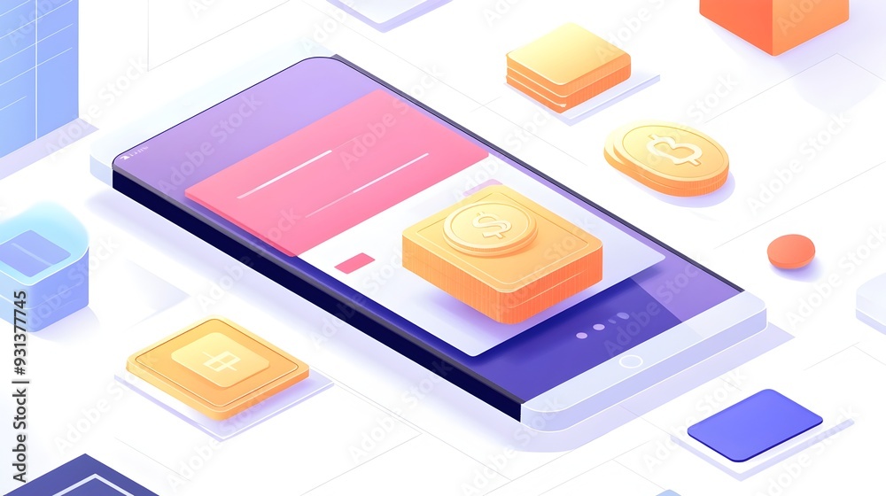 Poster empowering digital wallet app with built in financial education tools for knowledge and savings mana