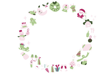 クリスマス円フレーム素材