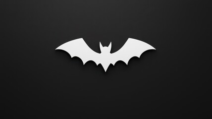 Fototapeta premium Minimalist bat icon with sharp wings and clean lines, centered on a plain black background, evoking Halloween spirit