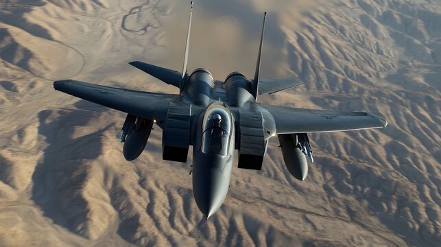 High Speed Military Fighter Jet in Aerial Maneuver