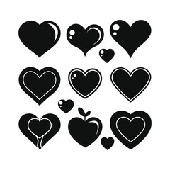 Assorted Black Heart Icon Set ,Vector Designs