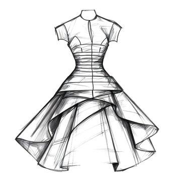 recommend clip art: Sketch of Luxury Woman s Dress in Clean Minimalist Drawing Style