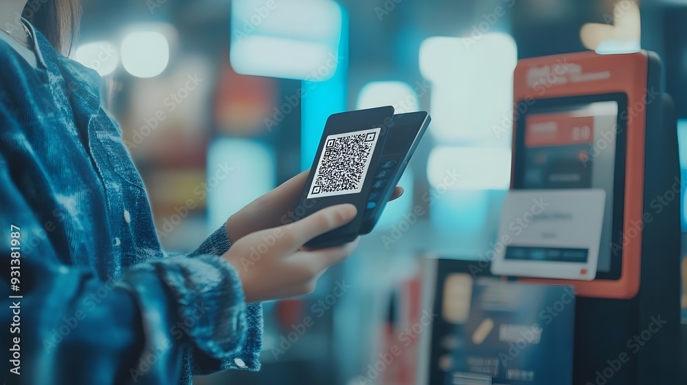Poster seamless digital wallet qr code payment transaction