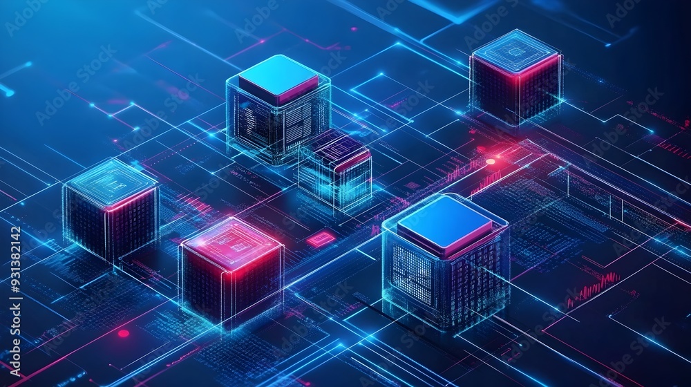 Poster Secure and Transparent Digital Wallet on Blockchain Network Symbolizing Finance and Transactions