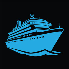 Monochrome Cruise Ship Vector: Nautical Clip Art