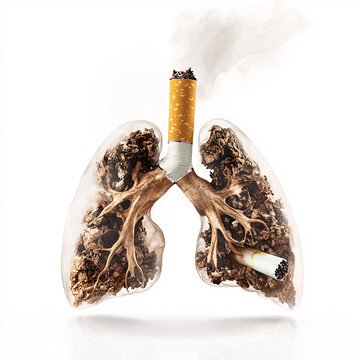 recommend clip art: Lungs destroyed by cigarette smoking. Lungs Outlined by Burning Cigarettes Highlighting Health Risks of Smoking Addiction