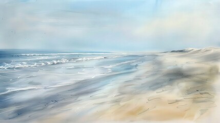 Obraz premium Picture a serene pastel drawing of a tranquil beach
