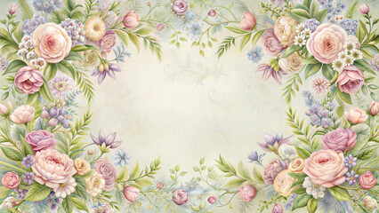 Frame in the form of flowers, Provence style, pastel colors, French charm, Provence frame, floral frame, Provence flower mockup