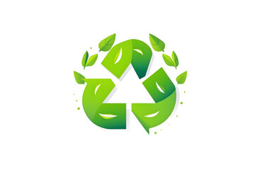 Sustainability and recycling green icon on white background