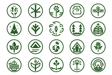 Sustainability Icon Set on Clean White Background