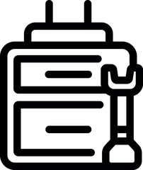 Line art icon of server data being repaired representing database maintenance